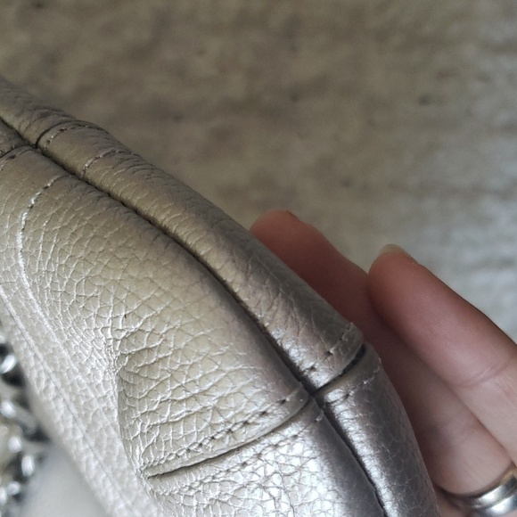 Coach Chain Duffle Pebbled Leather Crossbody Shoulder Bag Purse Metallic - Picture 8 of 9